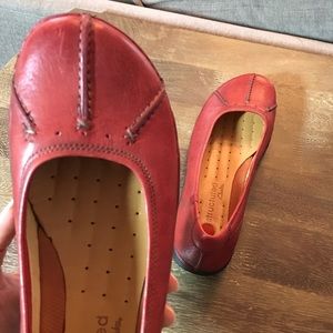 Clarks red leather flats 9